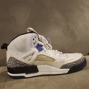 Jordan White and Black High-Top Sneakers with Padded Ankle Support